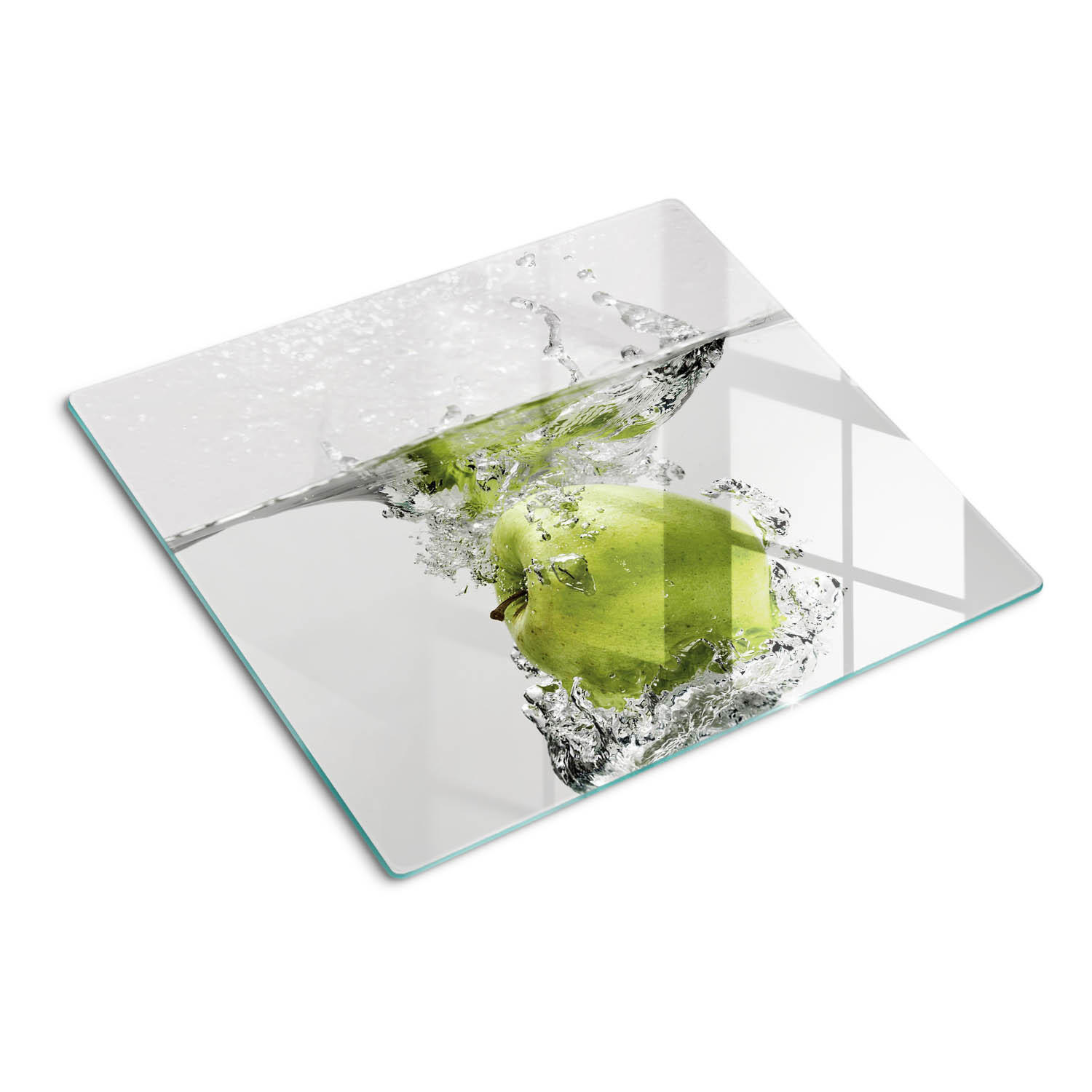 GLASPLATTE 60x52 cm Apfel unter Wasser - Grün, Glas (60/0.4/52cm) - TULUP