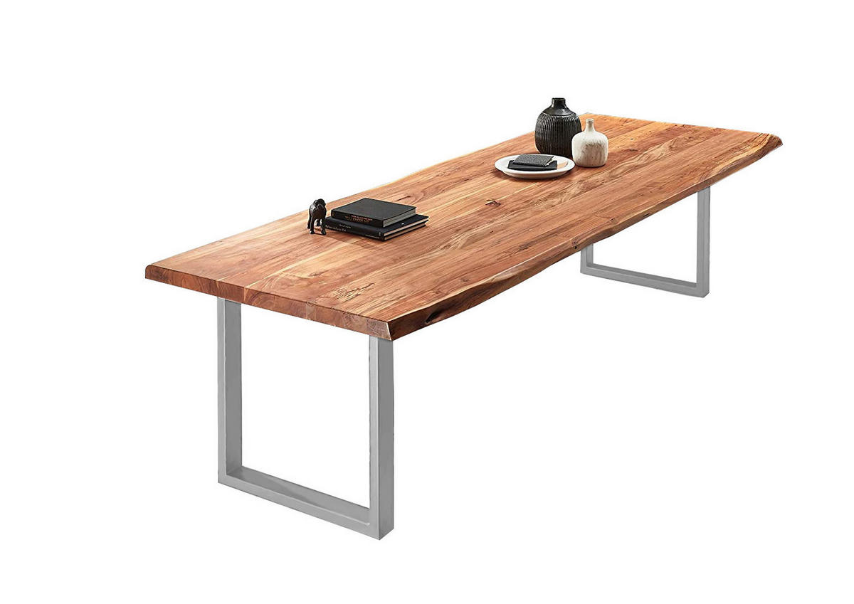 ESSTISCH VALIN - Beige/Silberfarben, Holz/Metall (120/400/79cm) - SAM