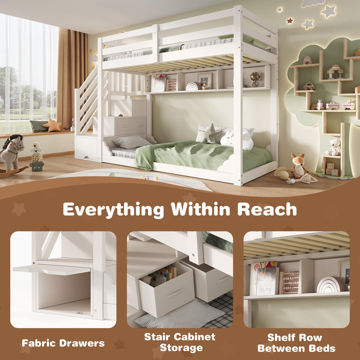 ETAGENBETT AB30395678W Weiß - Weiß, Holz (90/200cm) - ComfortXL