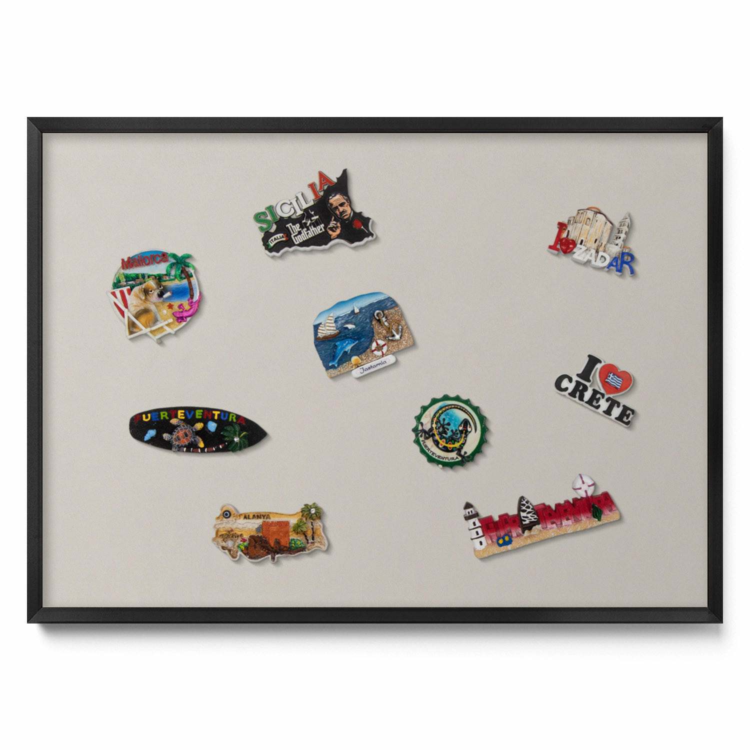 MAGNETTAFEL 70x50 cm Schwarzer Rahmen Cremefarben - Champagner, Metall (70/50/0.4cm) - TULUP