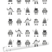 TAPETE gezeichnete Vintage-Spielzeug-Roboter 53 cm x 10.05 m - Schwarz, Papier (53/0.1cm) - ESTAhome
