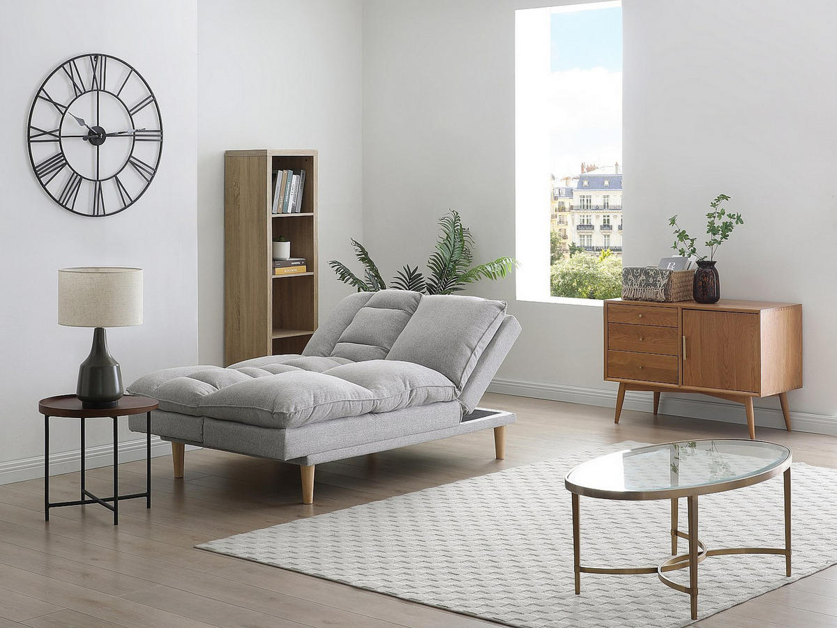 3-SITZER-SCHLAFSOFA Clic-Clac - Stoff - Hellgrau - PALOBU - Hellgrau, Textil (174/92/102cm) - Vente-Unique