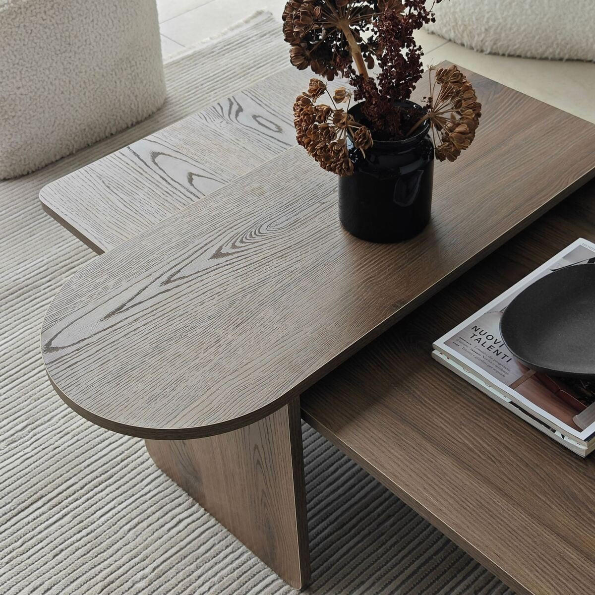 COUCHTISCHE 2er?Set asymmetrische Tischplatten L105 cm 105/60/35 cm - Naturfarben, Holzwerkstoff (65/60/35cm) - Calicosy