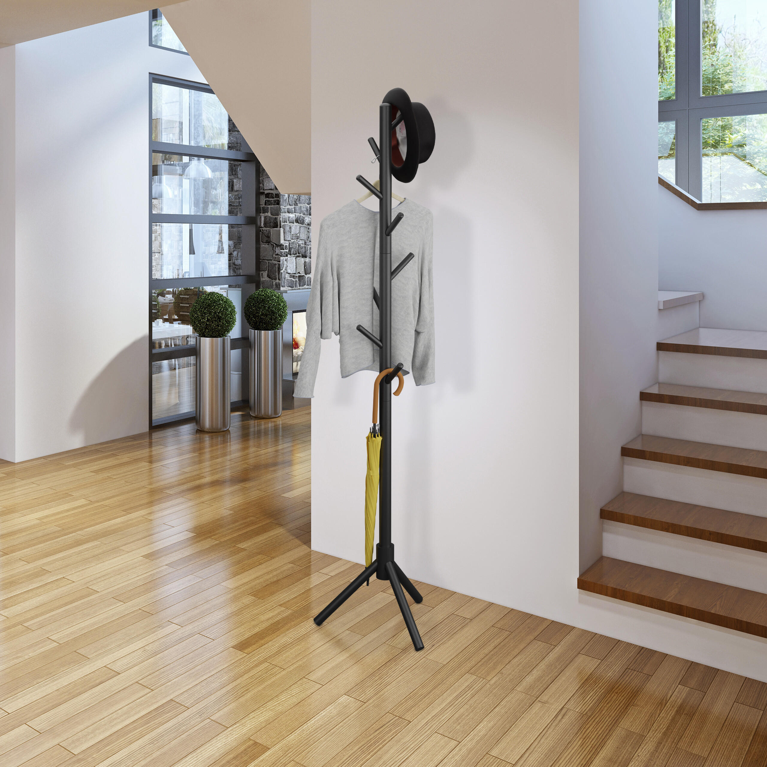 GARDEROBENSTÄNDER - Schwarz, Holz (43.5/173/37cm) - Relaxdays
