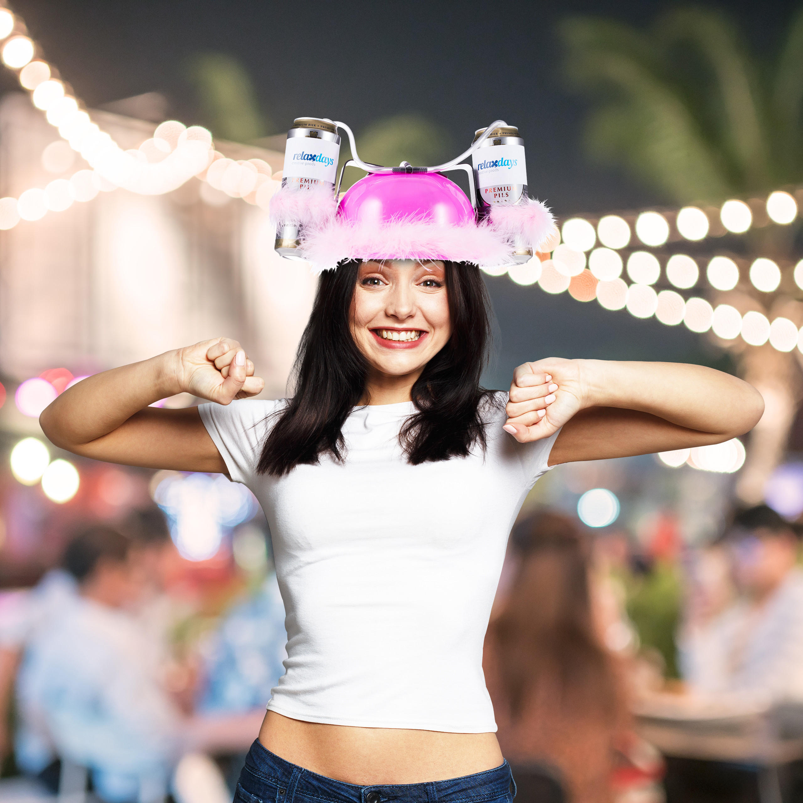 BIERHELM - Pink, Kunststoff/Textil (32/13/28cm) - Relaxdays