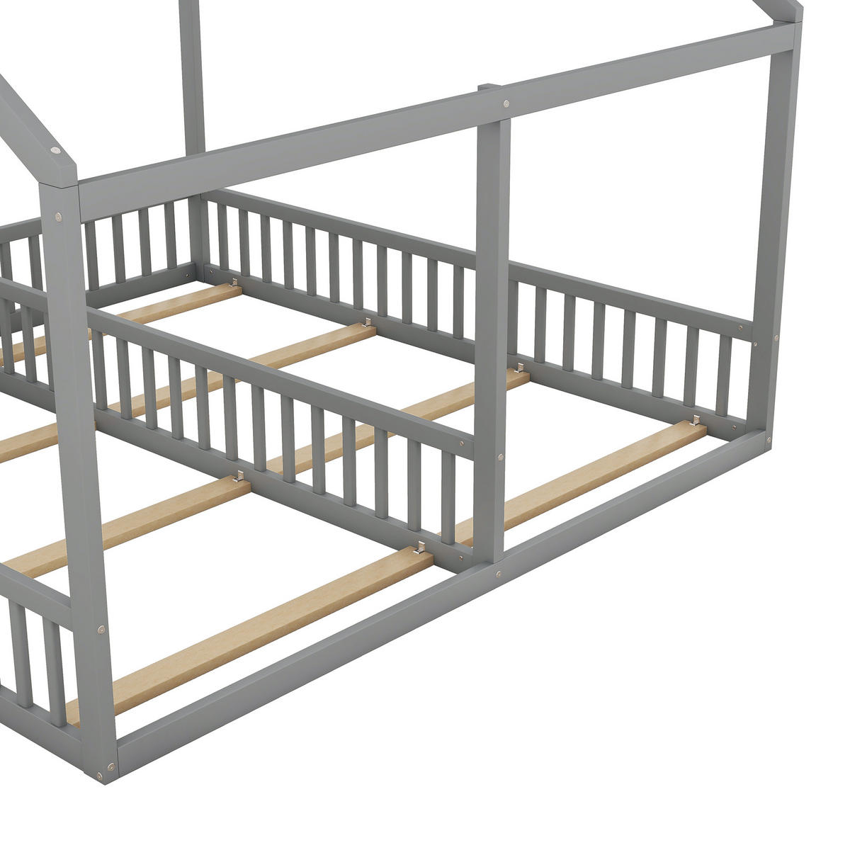 EINZELBETT 90x200cm Grau Flachbett Hausmodell 2-in-1 - Grau, Holz (90/200cm) - FLIEKS