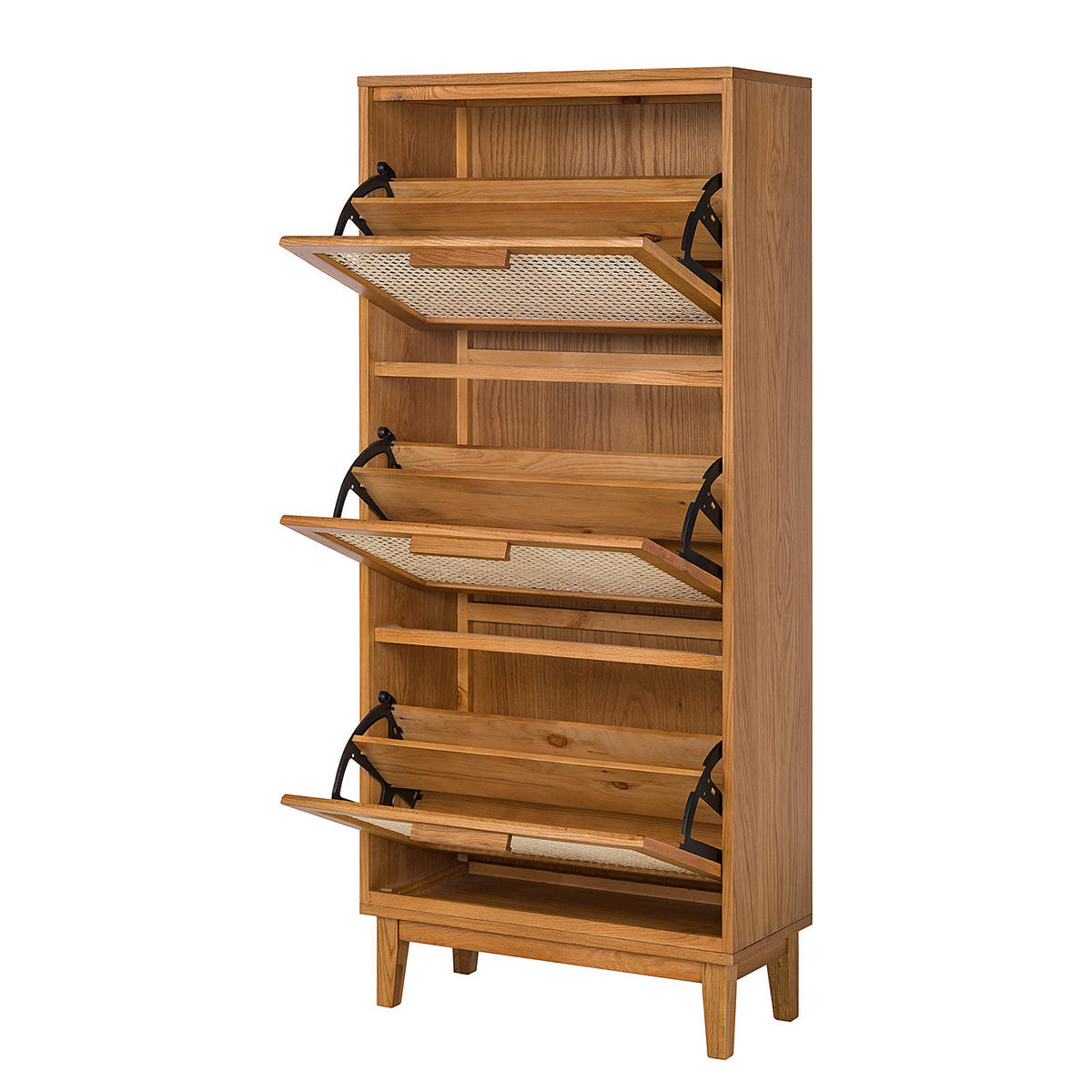 SCHUHKIPPER - Wiener Geflecht / Echtholzfurnier - Eichefarben, Naturmaterialien (65/150/30cm) - home24