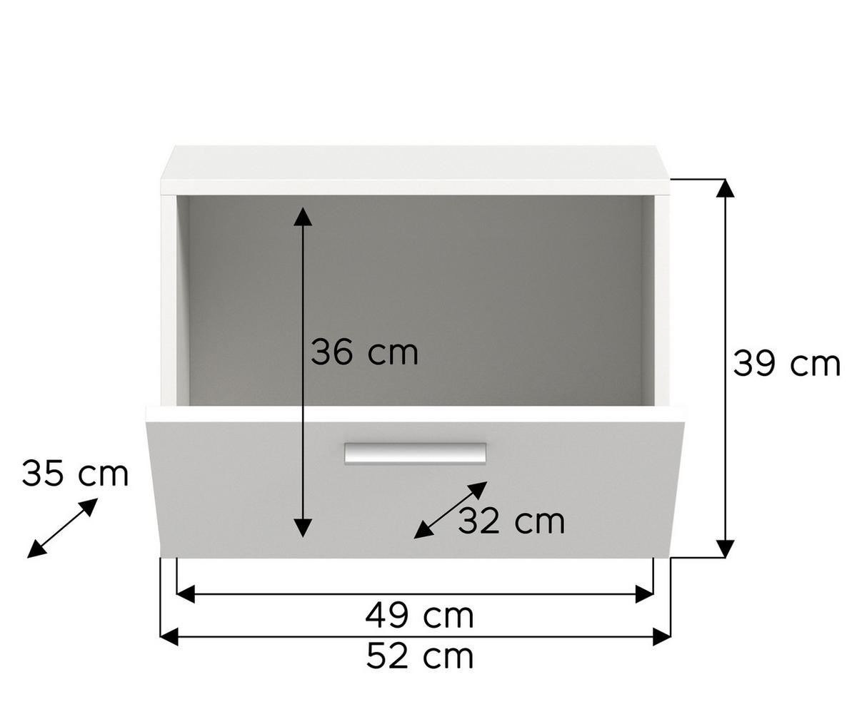 GARDEROBENSCHRANK VAGA (B/H/T: ca. 52/39/36 cm) in weiß/weiß - Weiß, Holzwerkstoff (52/39/36cm)