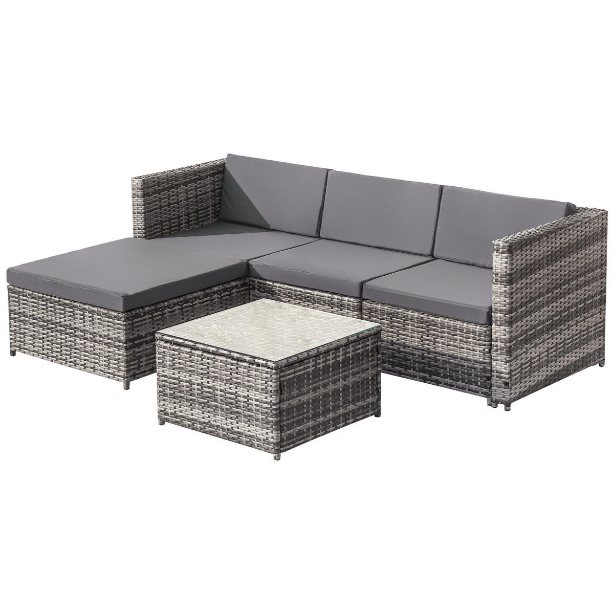 GARTENMÖBELSET Polyrattan Grau 2-tlg. - Grau, Metall - ComfortXL