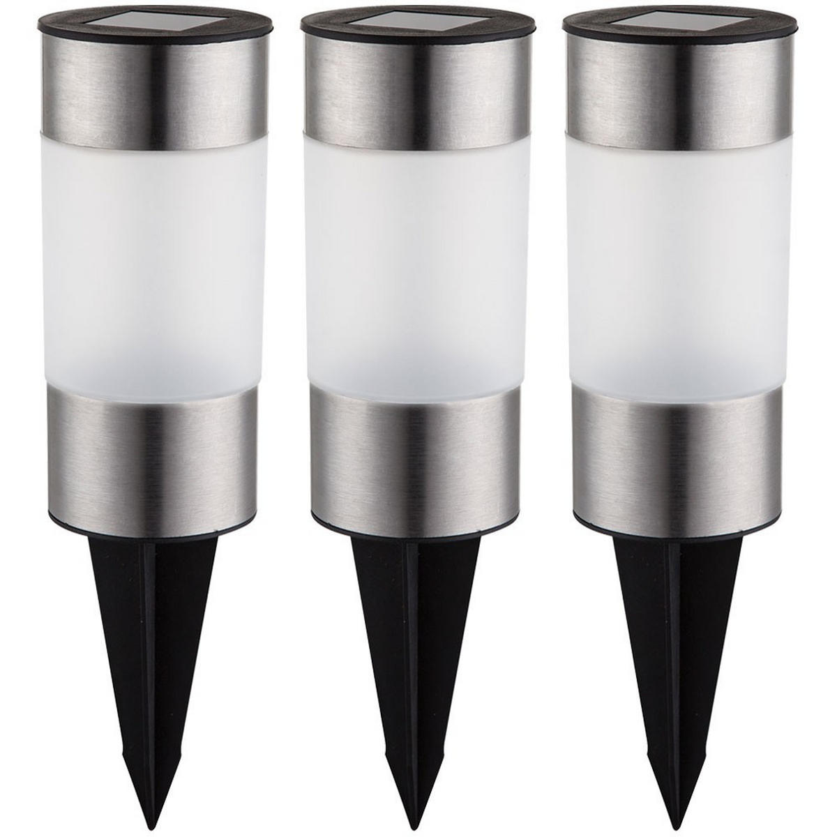 LED AUSSENLEUCHTE Solar Edelstahl Silber 12er Set - Silberfarben, Kunststoff (6.3/6.3/23.5cm) - Globo Lighting