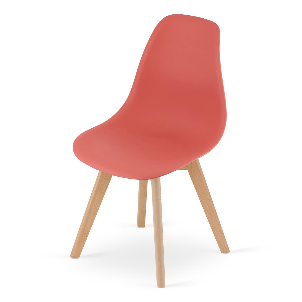 ESSZIMMERSTUHL KITO Zinnoberroter Sitz, natürliche Beine - Rot/Naturfarben, Kunststoff (46/80/54.5cm) - Valora