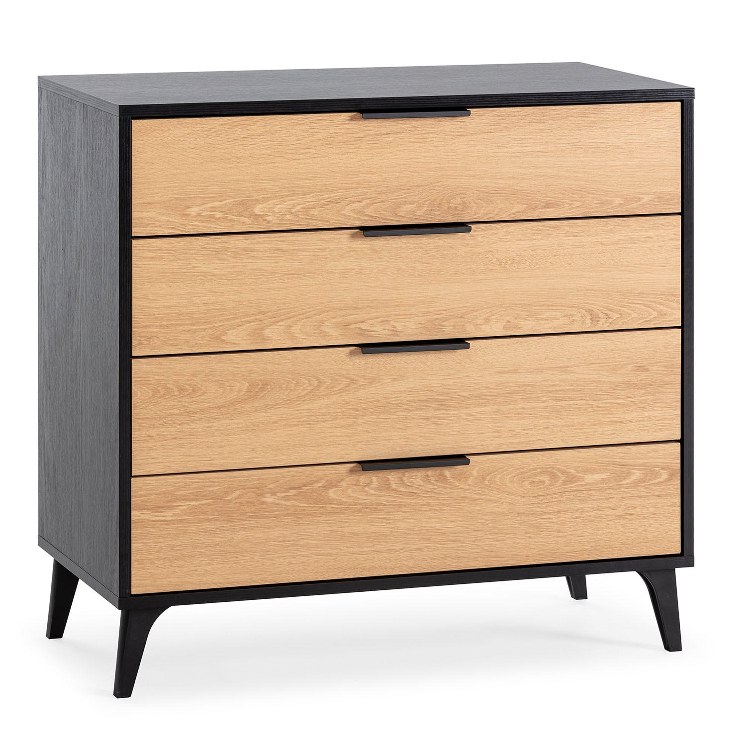 KOMMODE 80/76/40 Kalma Schwarz/Eichenfarbe - Schwarz, Holzwerkstoff (80/76/40cm)