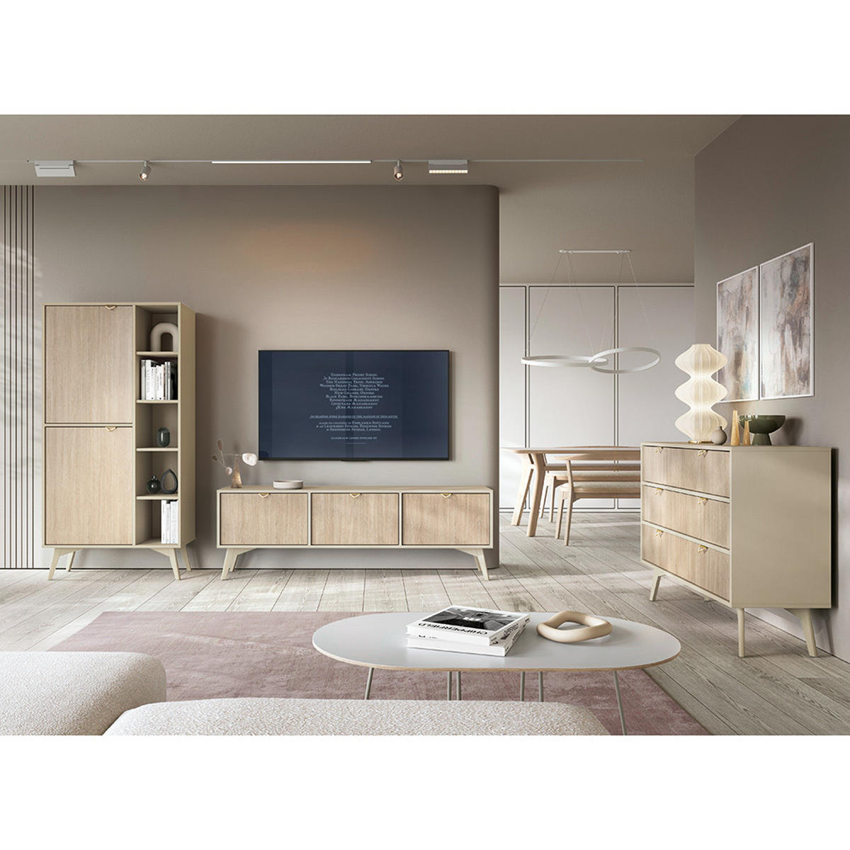 KOMMODE Fareham-160 - Beige, Holzwerkstoff (106/80/38cm) - Lomado