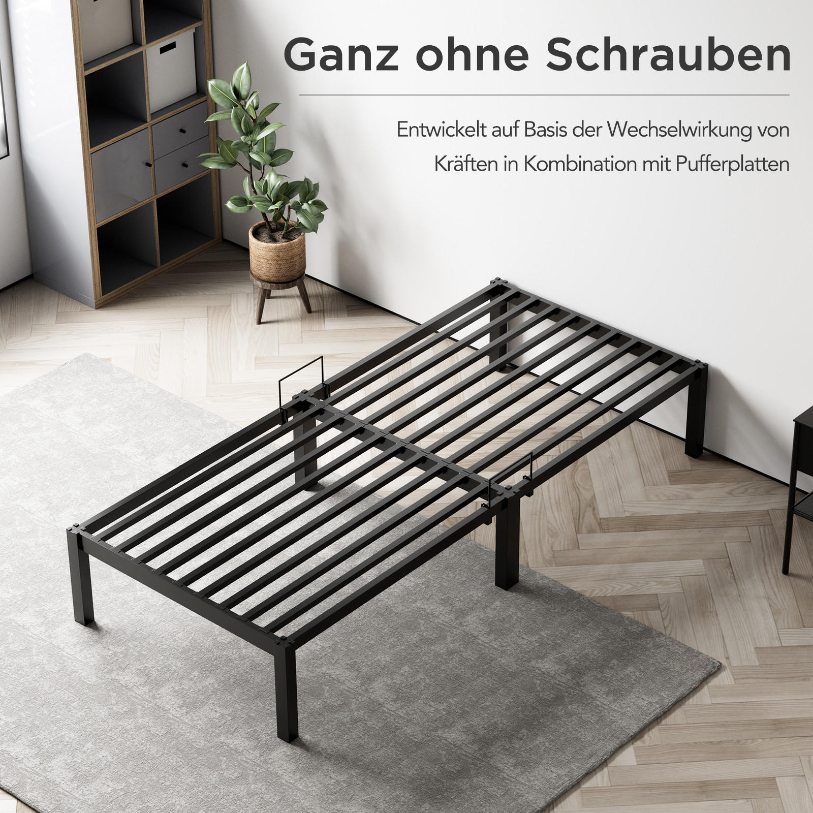 METALLBETT 90x200 cm - Schwarz, Metall (90/200cm) - HOMAVO