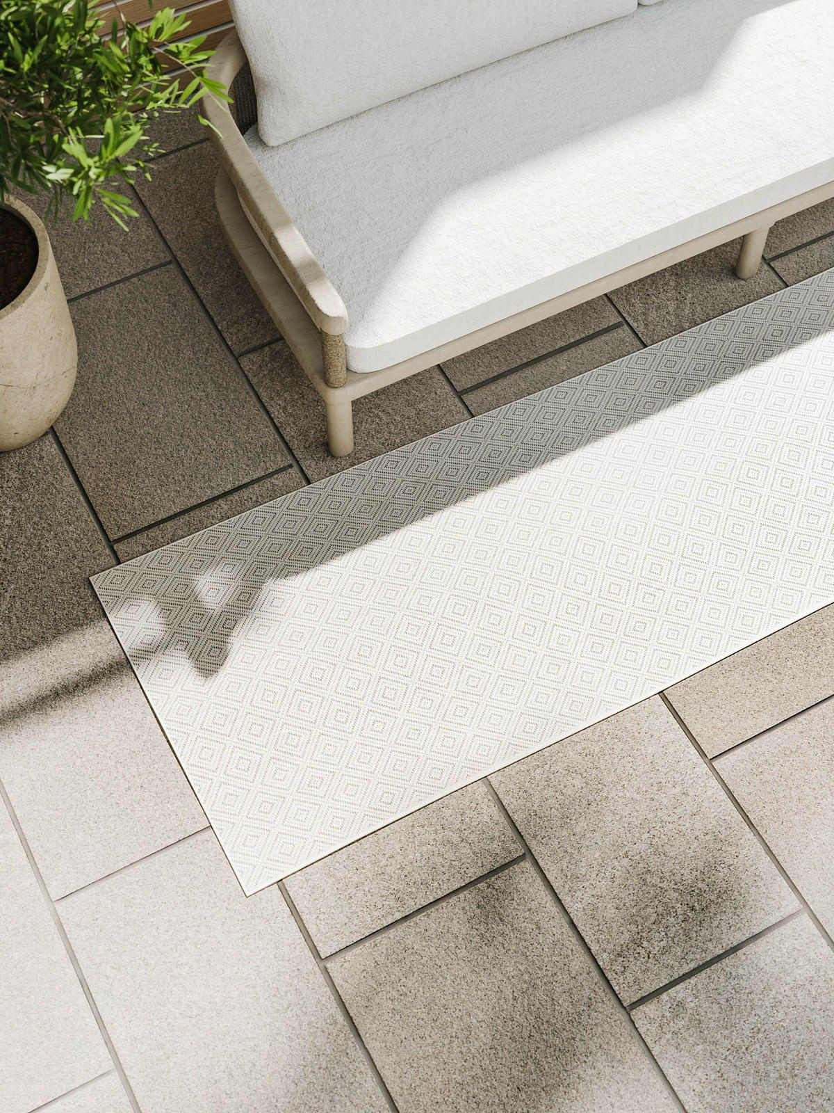 OUTDOORTEPPICH Lou Weiß 70x200 cm - Weiß, Kunststoff (70/200cm) - benuta