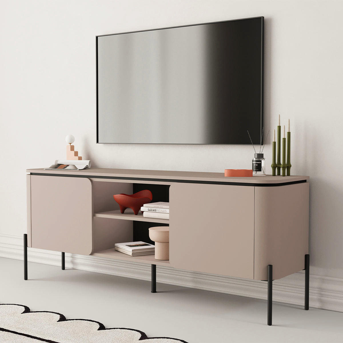 TV STOLÍK Krtko - taupe, kompozitné drevo (162.8/65/39.5cm) - Petits-meubles