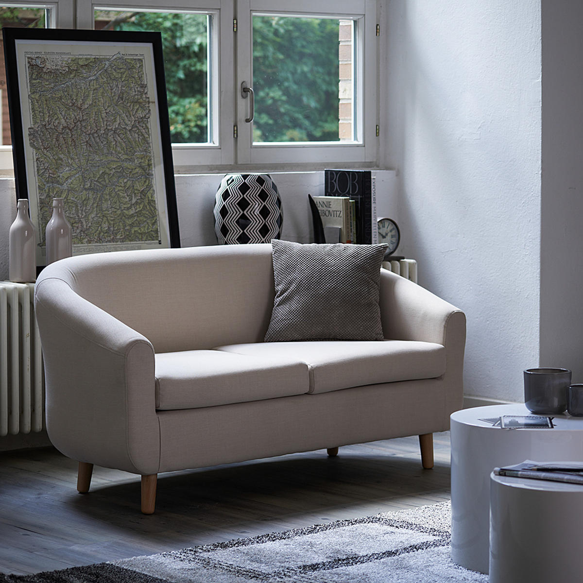 2-SITZER SOFA - Beige, Buchenholz/Textil (140/74/74cm) - home24
