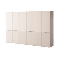KLEIDERSCHRANK ZEN (Modular, Beige Matt, Rillenfront, 6-türig) - Beige/Schwarz, Holz/Holzwerkstoff (303/200/51cm) - Ravio