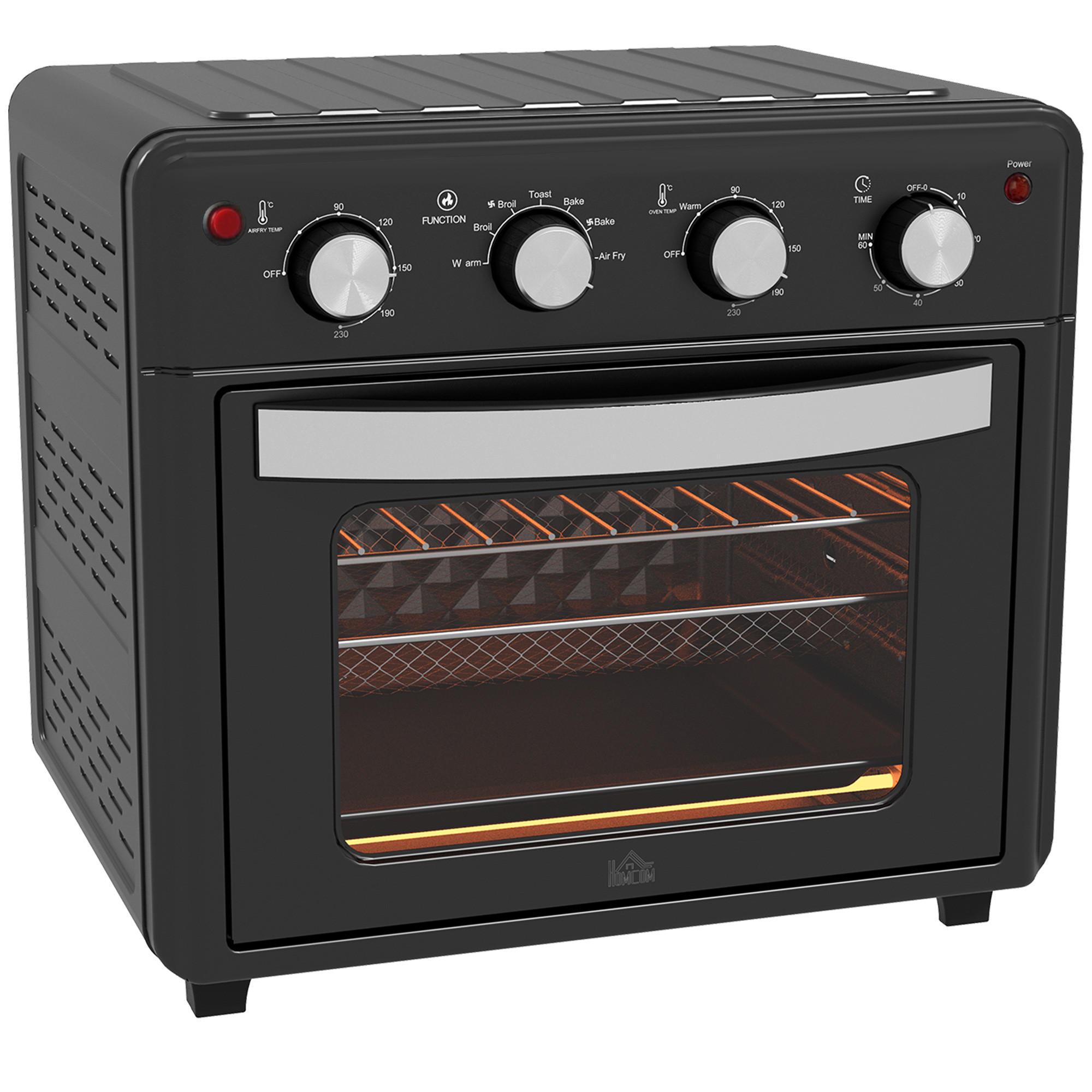 MINIBACKOFEN 30L mit Umluft & Heißluftfritteuse, 7 Modi Mini Ofen mit Backblech, Grillrost, Frittierkorb & Timer - Schwarz, Metall (43/39/39cm) - Beaface