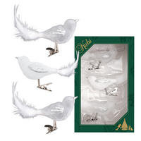 CHRISTBAUMSCHMUCK Waldvögel Weiß 9cm (Glas / 3 Stk.) - Weiß, Glas (4/4/9cm) - Krebs Glas Lauscha