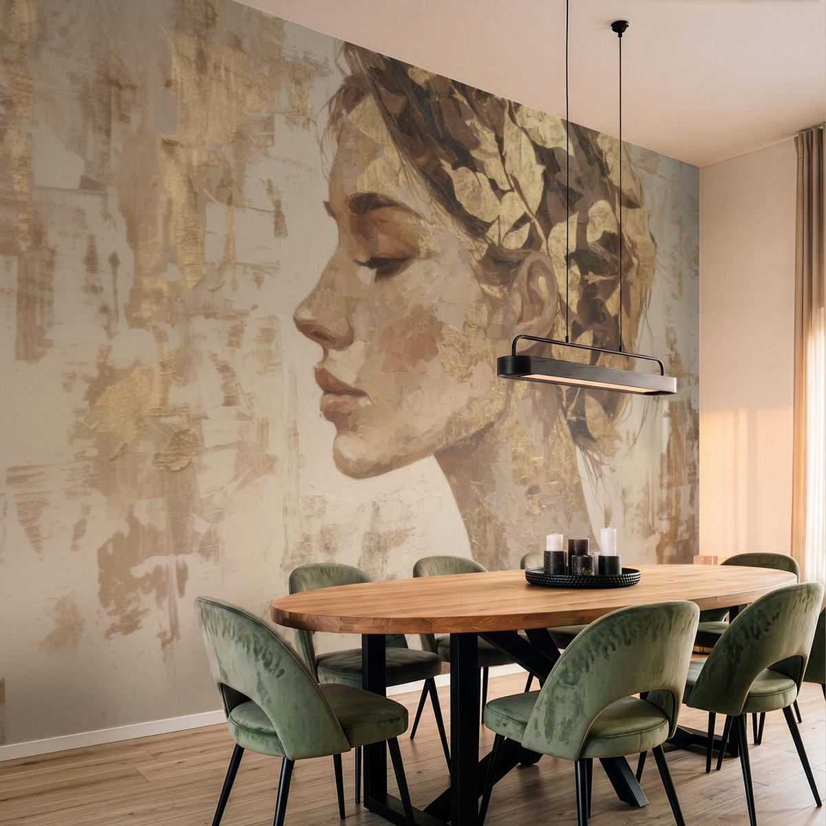 TAPETE - Frau - Gold - Abstrakt - Textur - 400x300 cm - Goldfarben, Papier (400/300cm) - OnlyWow