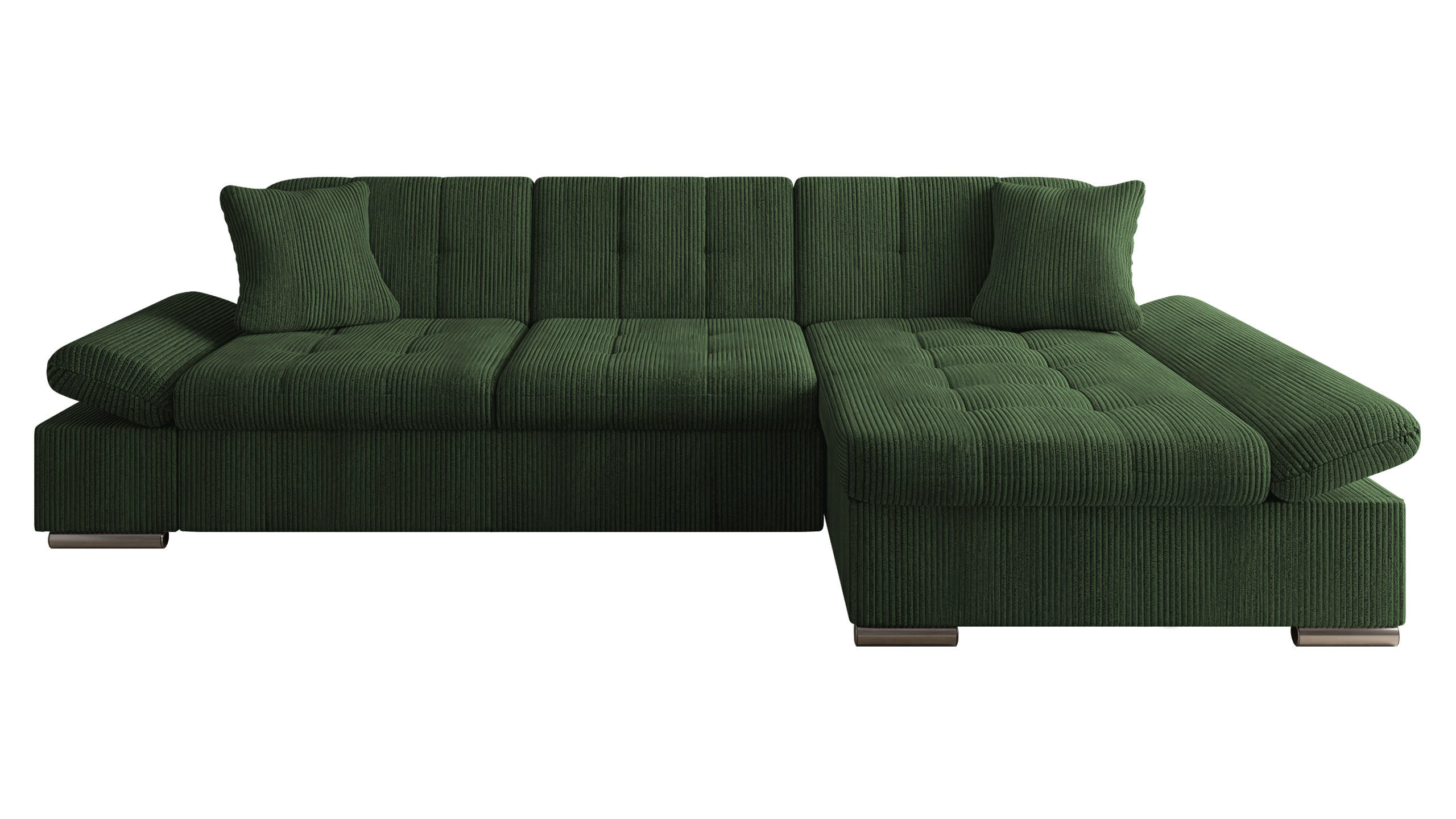 ECKSOFA Malwi Cord, Seite: Rechts - Dunkelgrün, Holz/Textil (278/161cm) - MIRJAN24