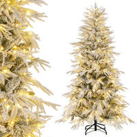 WEIHNACHTSBAUM Tannenform mit 250 warmweißen LED-Lichtern und Schnee 180 cm grün - Grün, Metall (180cm) - COSTWAY