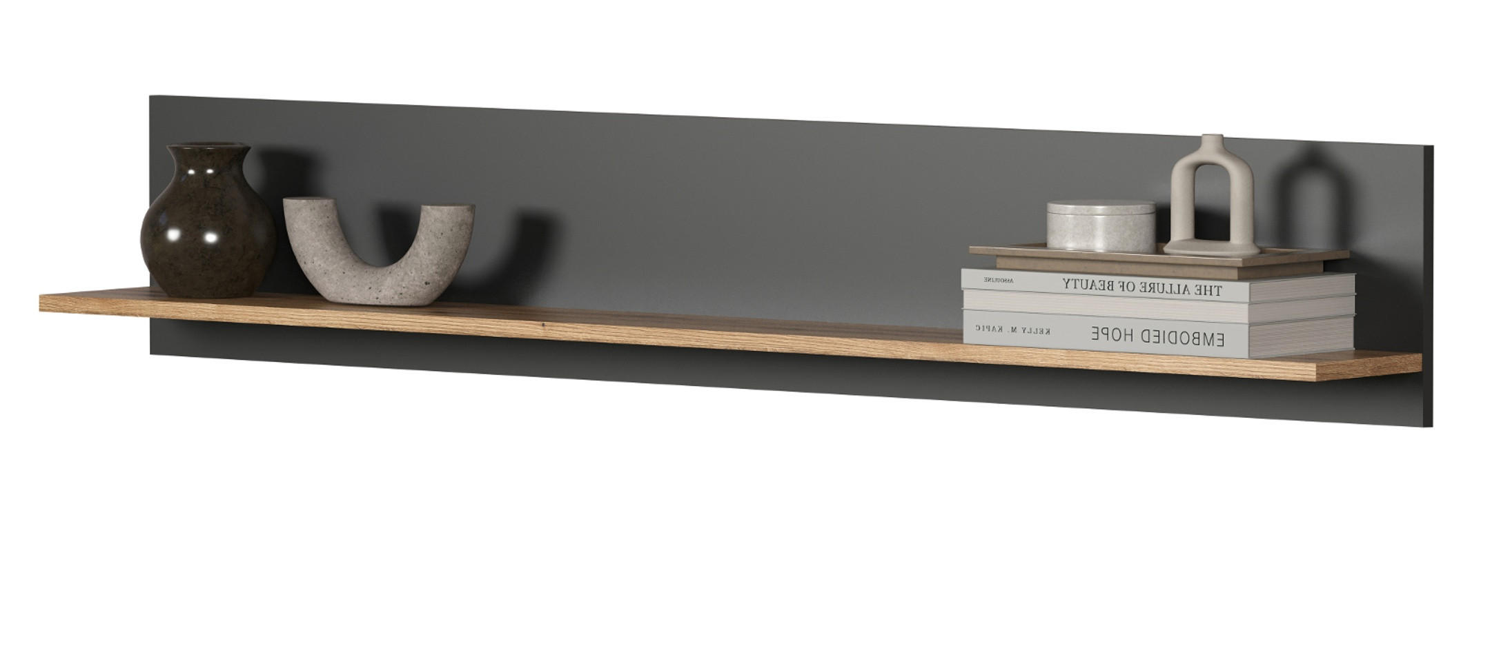 WANDBOARD grau, Evoke Eiche 150 cm, Wandregal hängend - Anthrazit/Grau, Holzwerkstoff (150/25/18cm) - Top.Furn