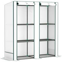 GEWÄCHSHAUS aus Stahl 144x48x152/142 cm in Weiß mit 3 Regalen - Weiß, Metall (48/152/144cm) - Modfu