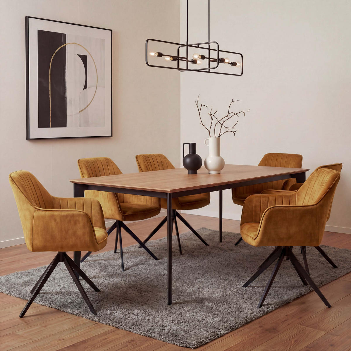 ESSZIMMERSTUHL Senfgelb 6er-Set - Currygelb/Gelb, Textil (57/85/60cm) - MCW