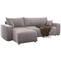 ECKSOFA Pianoni Beige Cordbezug - Beige/Schwarz, Kunststoff/Textil (244/140cm) - Selsey