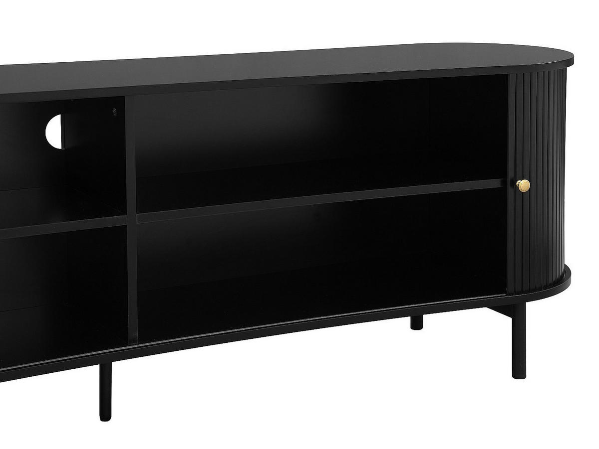 TV-MÖBEL mit 2 Schiebetüren - MDF - Schwarz - SEVATO - Schwarz, Holz (180/58/40cm) - Vente-Unique