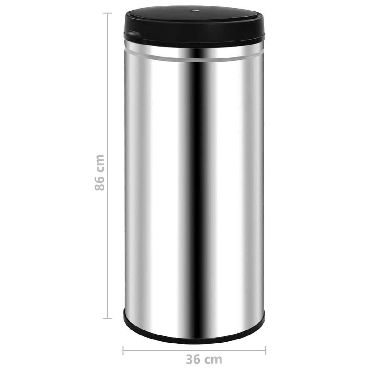 MÜLLEIMER mit Sensor 80L Edelstahl Abfalleimer Automatik - Silberfarben, Metall (36/86/36cm) - DELUKE