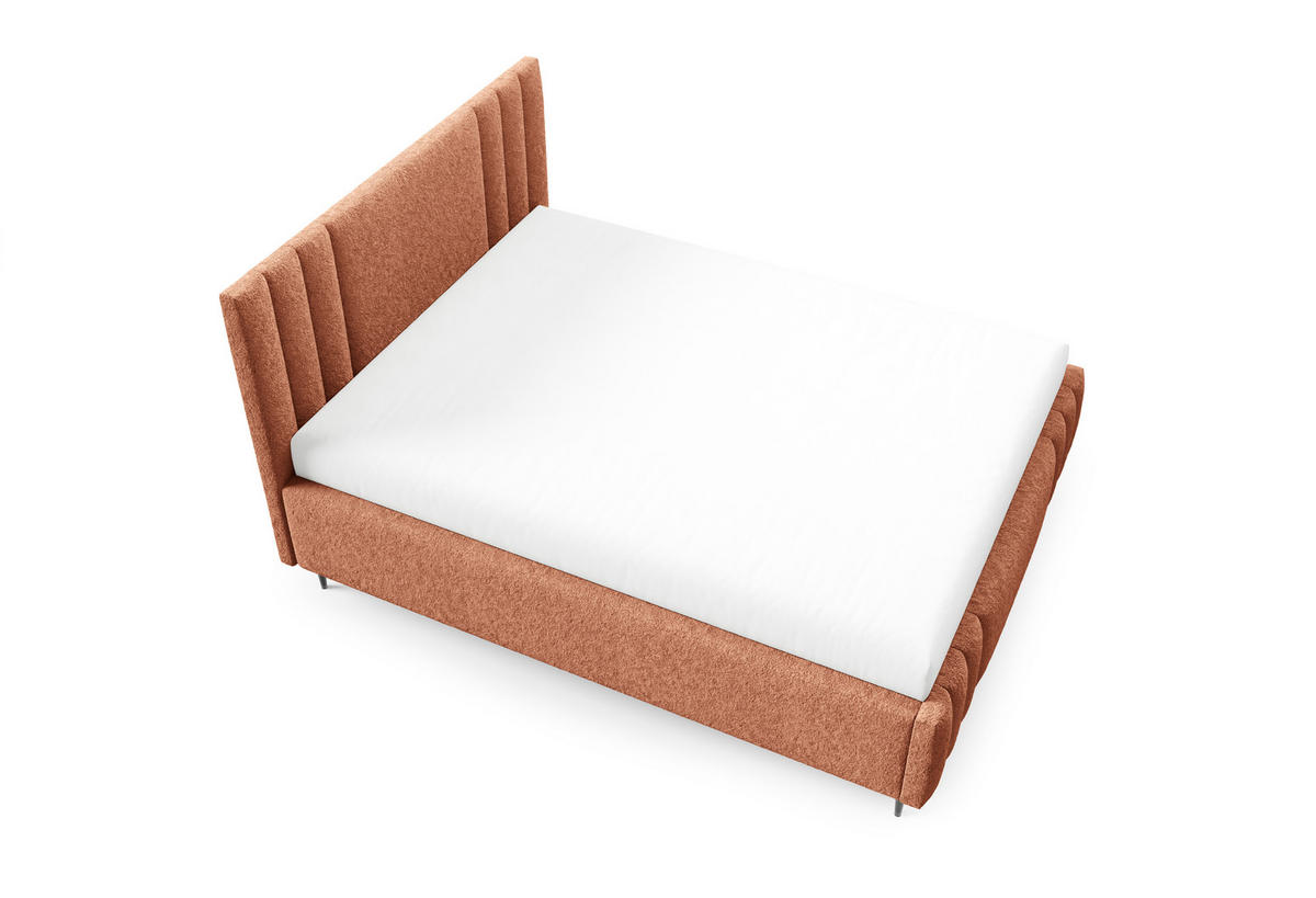 POLSTERBETT RIVIO LEG mit Beinen Bettkasten Lattenrost 160x200 Orange - Orange, Holz (160/200cm) - Furnistar