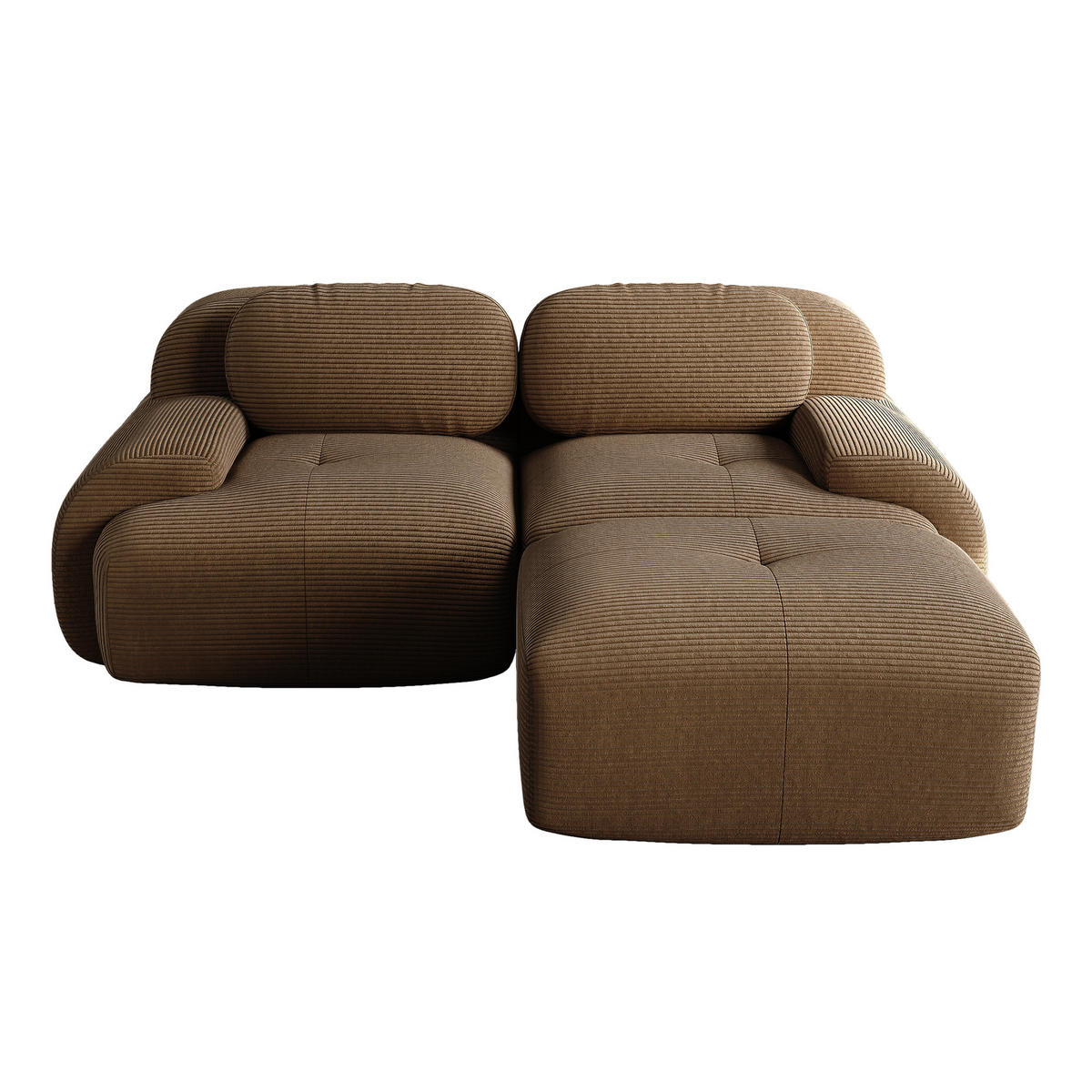 ECKSOFA DE-34025 modular mit gebogenen Armlehnen Braun - Braun, Textil (178/208cm) - ComfortXL