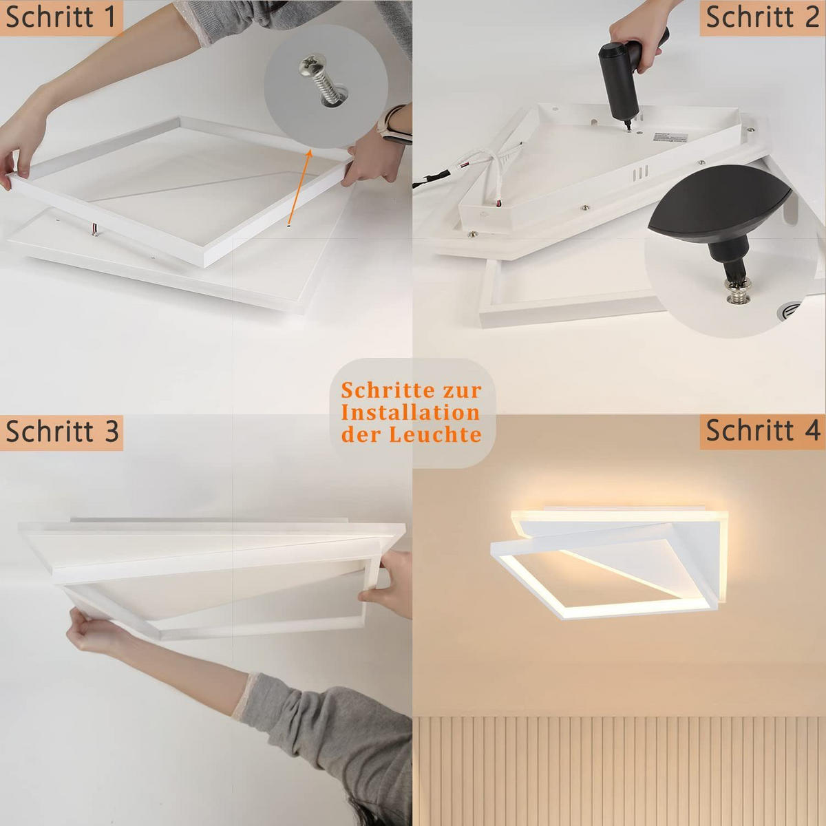 LED-DECKENLEUCHTE Eisenschlag 48.0/6.0/48.0 cm - Weiß, Metall (48/48/6cm) - ZMH