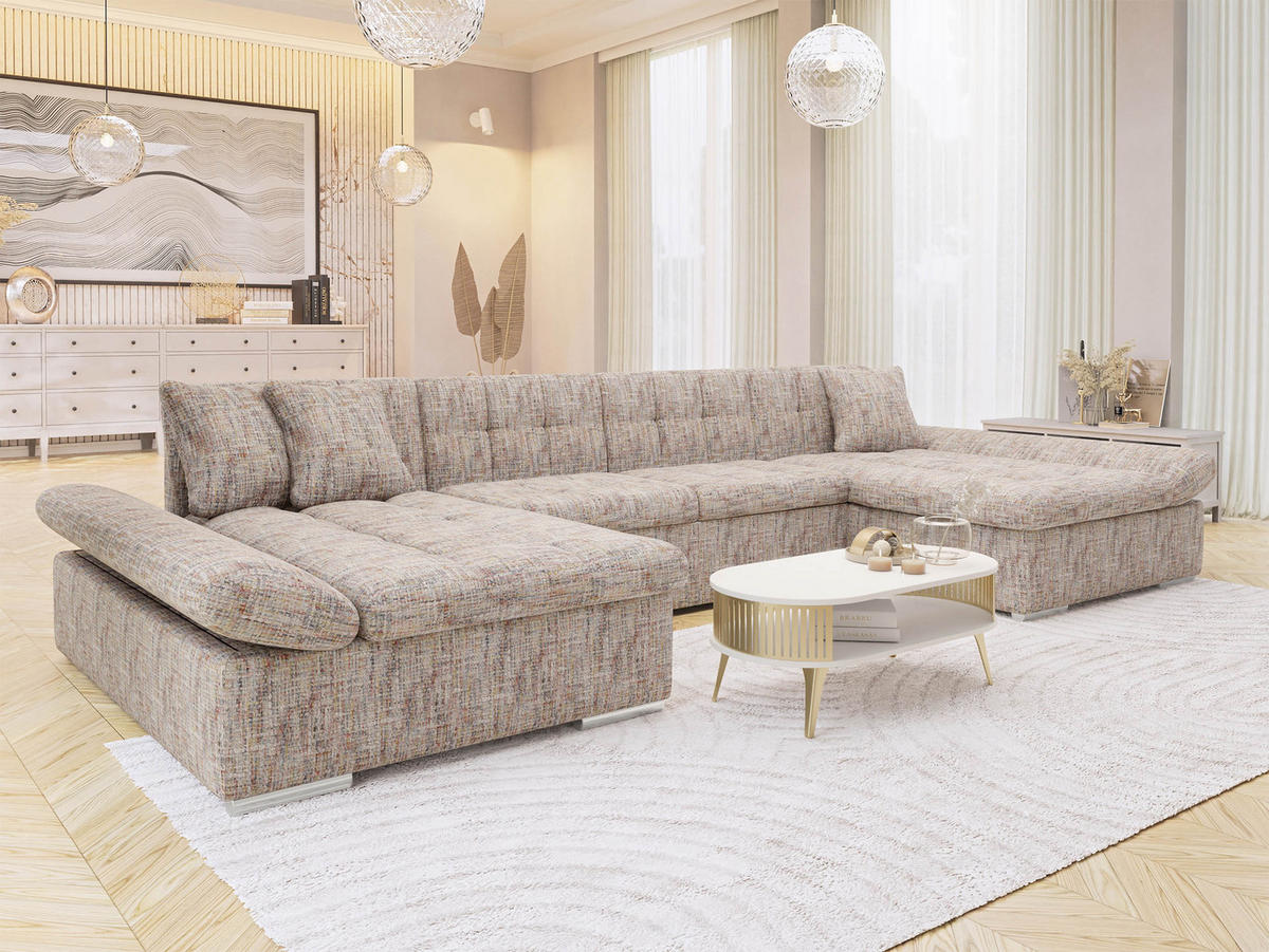 WOHNLANDSCHAFTEN Alia Premium - Beige, Holz/Textil (360/75/160cm) - MIRJAN24