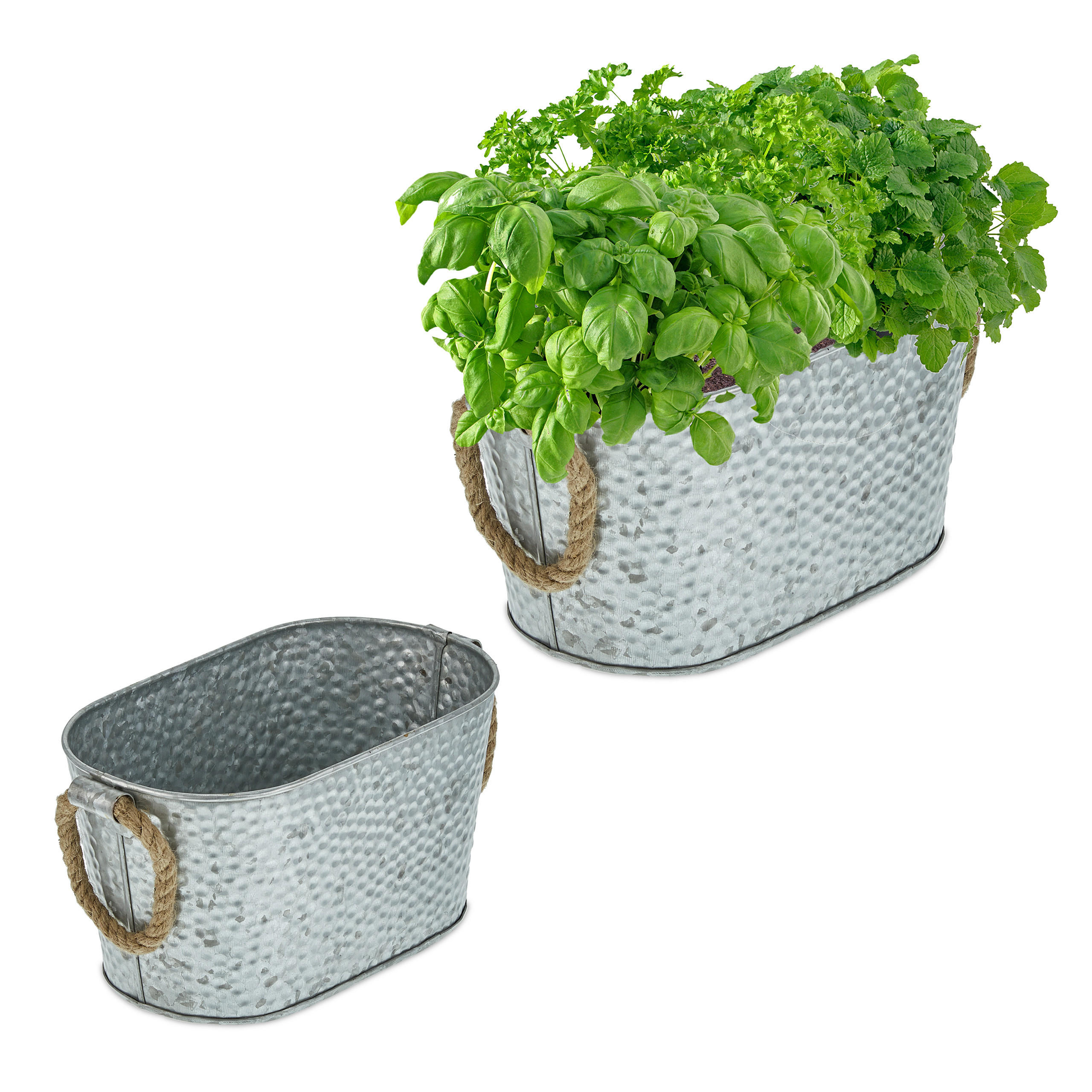 2XZINKWANNE - Silberfarben, Textil/Metall (27/13.5/15cm) - Relaxdays