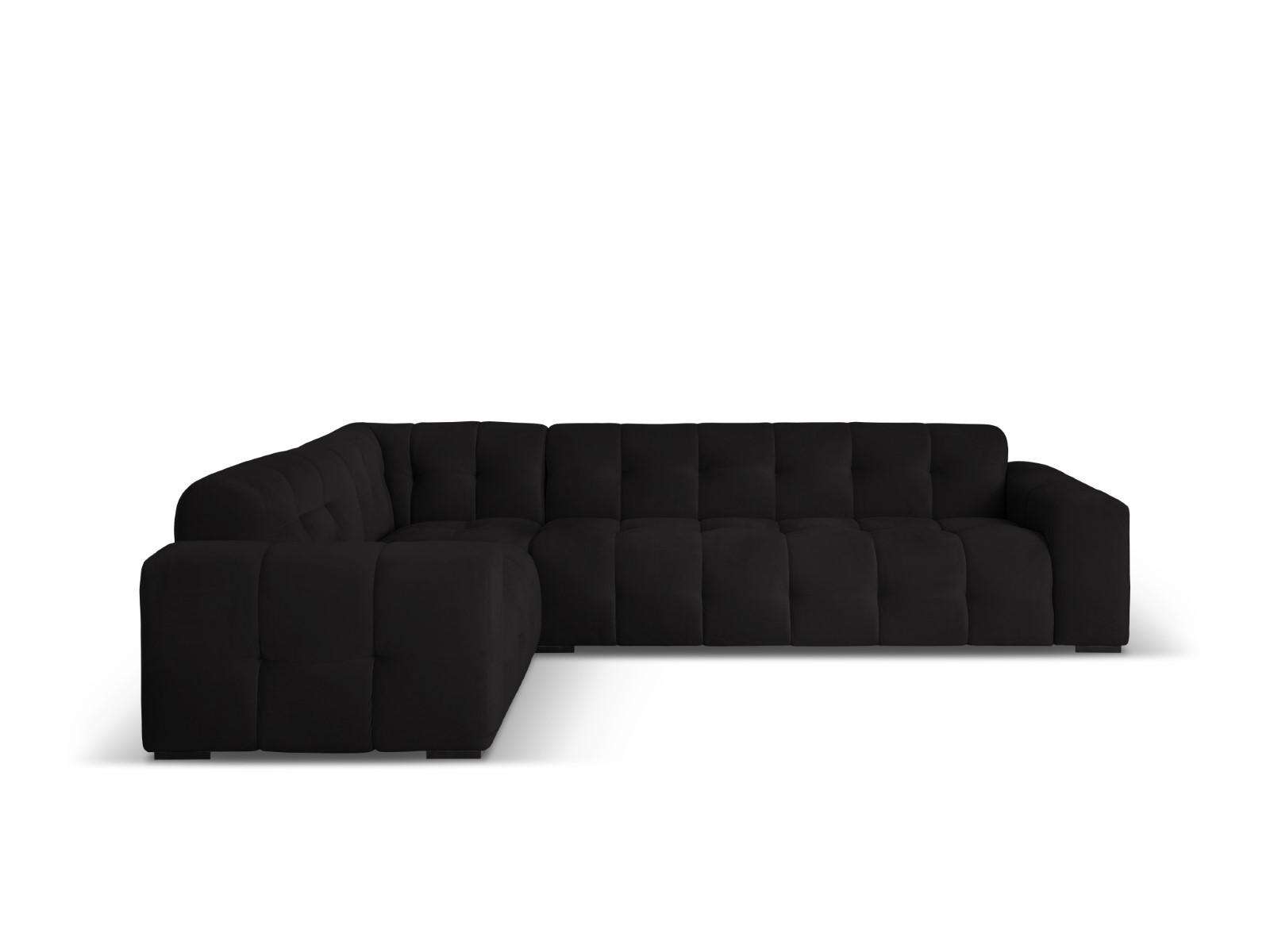 ECKSOFA links Kendal aus Samt schwarz 6 Sitzplätze - Schwarz, Textil (231/332cm) - Micadoni
