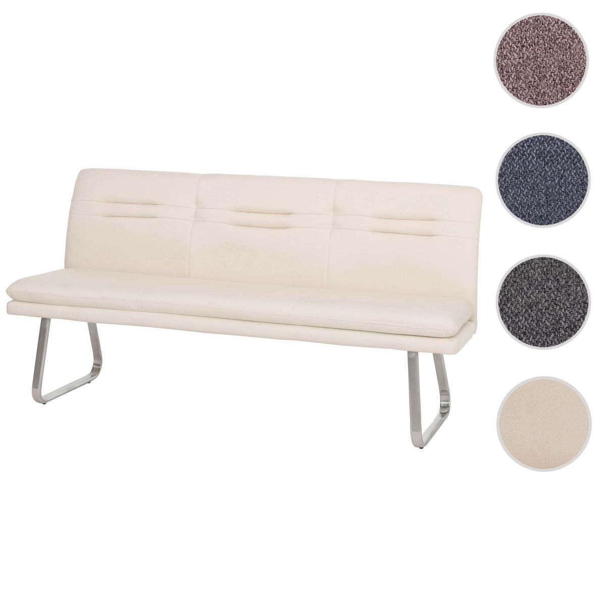 SITZBANK Cremeweiß, Silber - Beige/Silberfarben, Textil (180/90/59cm) - MCW