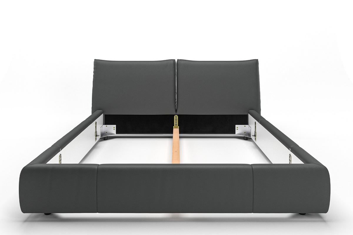 POLSTERBETT HENRY Schwarz Leder - Schwarz, Leder (200/200cm) - KAWOLA