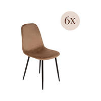 STUHL-SET 6 Stück in Stoff Sand 45 x 56 x 87 cm - Beige, Metall (45/87/56cm) - DMORA