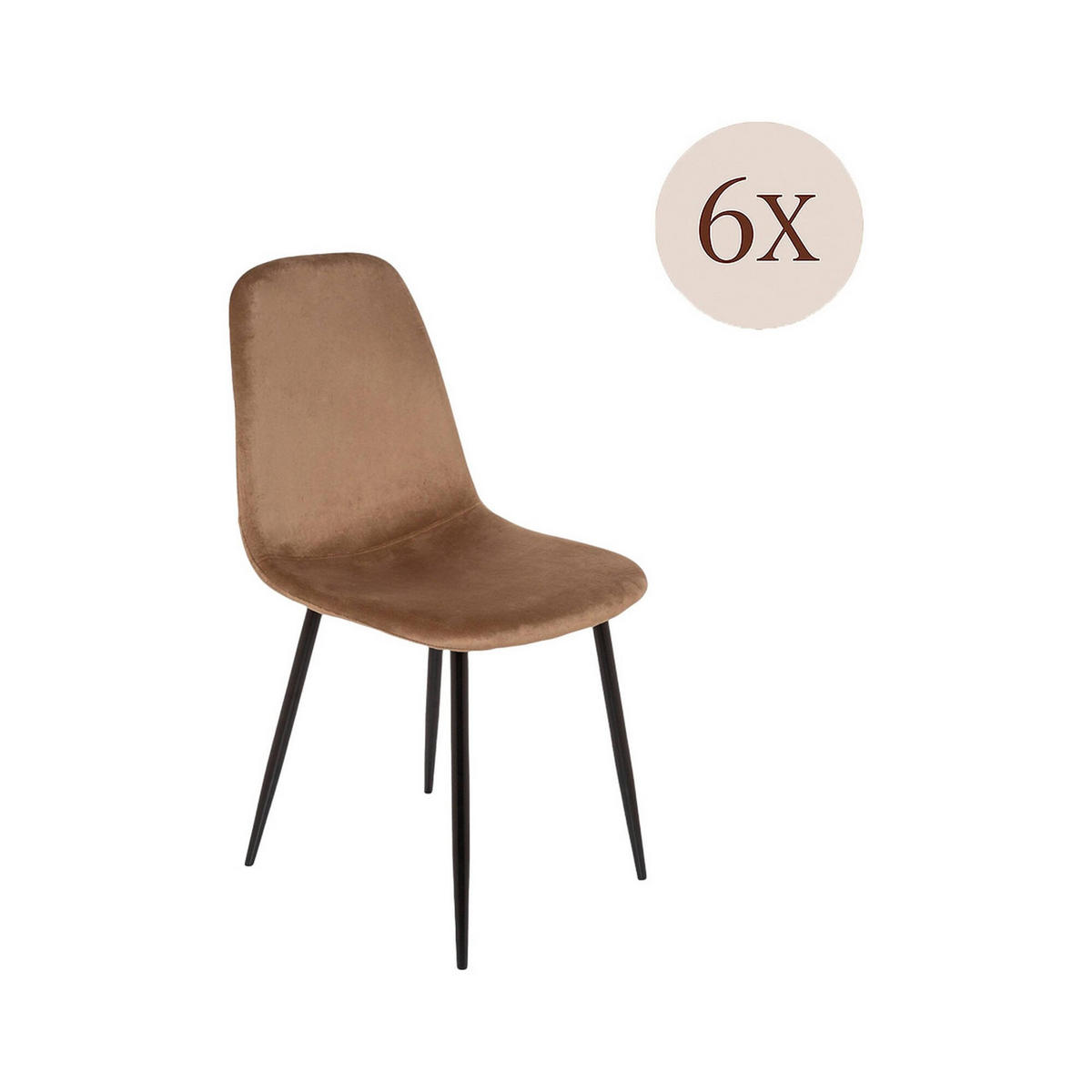 STUHL-SET 6 Stück in Stoff Sand 45 x 56 x 87 cm - Beige, Metall (45/87/56cm) - DMORA