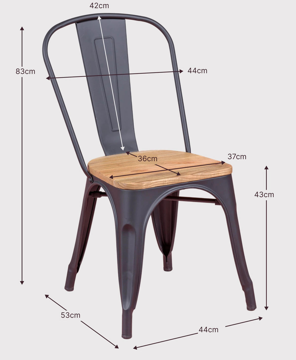 STUHL Metall Alteiche - Alteiche, Metall (44/83/53cm) - Nest Dream