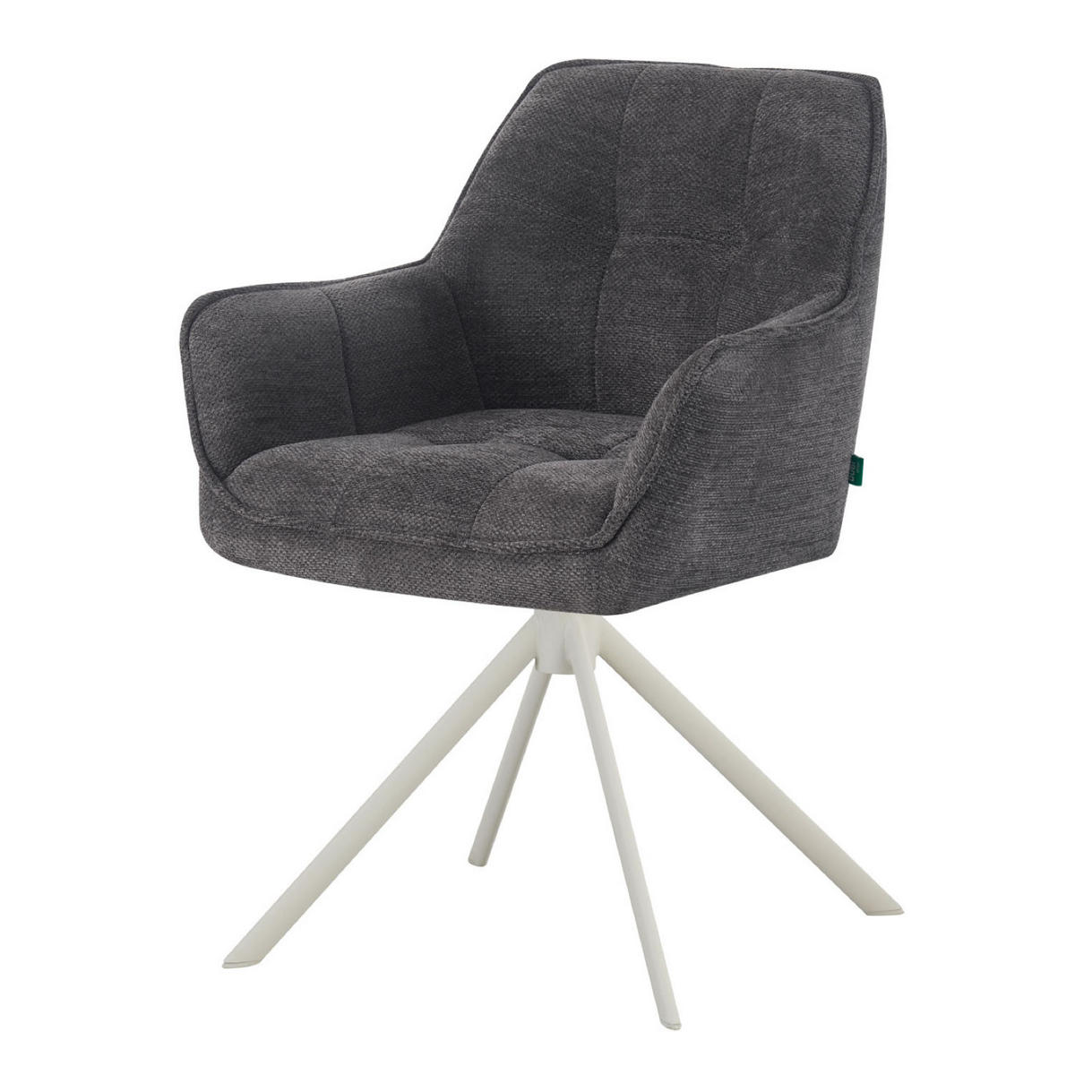 ESSZIMMERSTUHL THOMAS-DINA 2er-Set 360°drehbar - Schwarz/Weiß, Textil/Metall (61/83/62cm) - DUBI Möbel