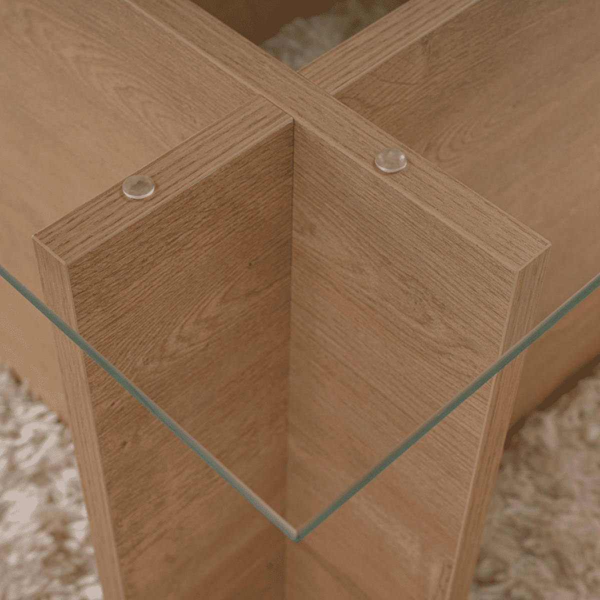 COUCHTISCH mit glasplatte noah 105/65/40 cm - Eichefarben, Holzwerkstoff (105/65/40cm) - Calicosy