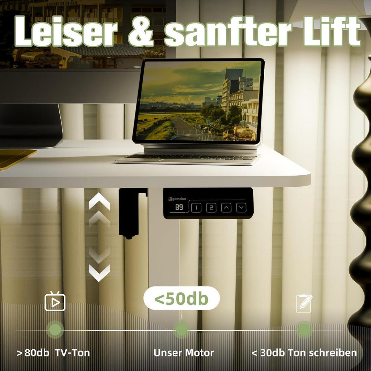 SCHREIBTISCH höhenverstellbar elektrisch 160 x 70 cm Weiß - Weiß, Metall (160/60/118cm)
