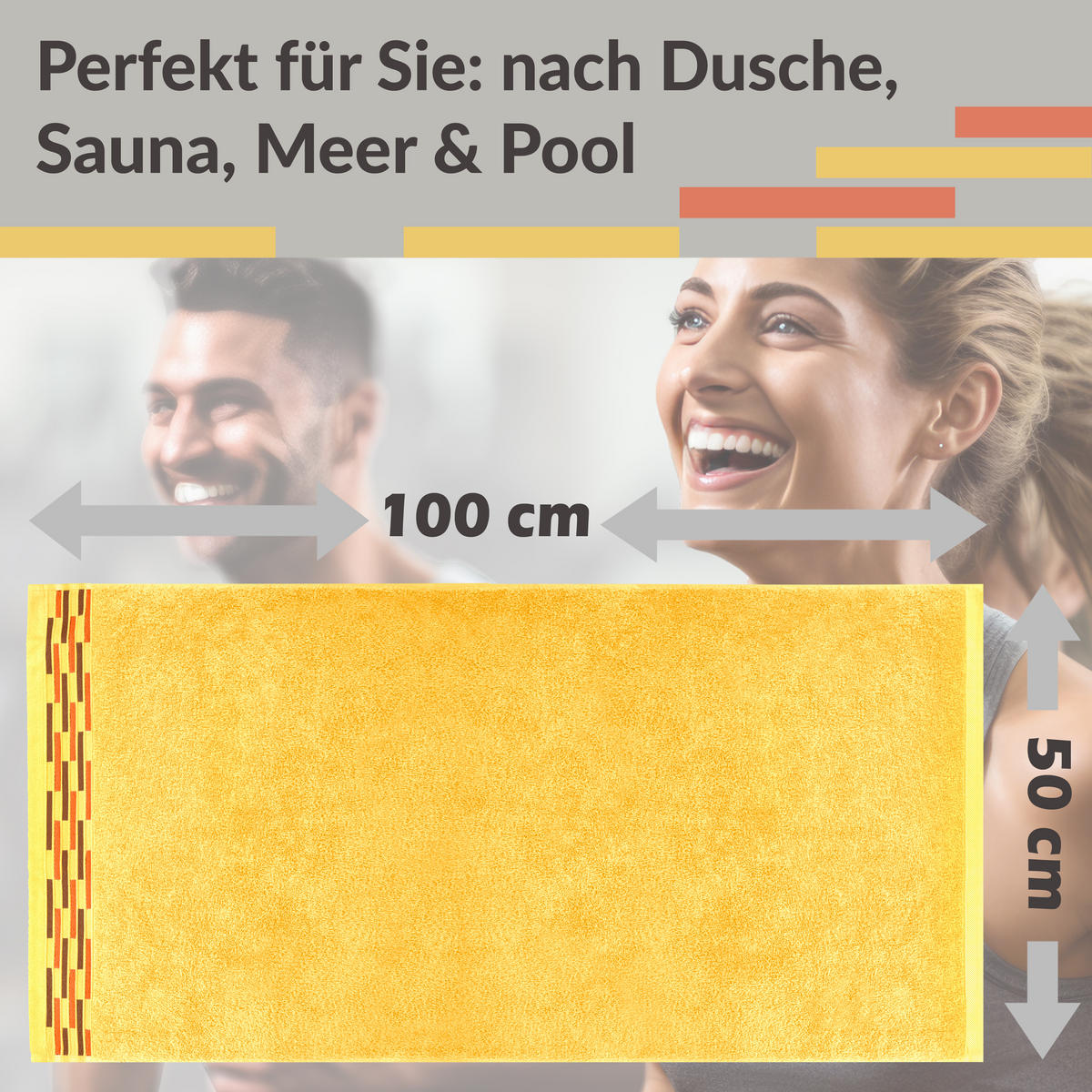 HANDTUCH Lugano Gelb 2er 50x100 cm - Gelb, Textil (50/100cm) - Lashuma