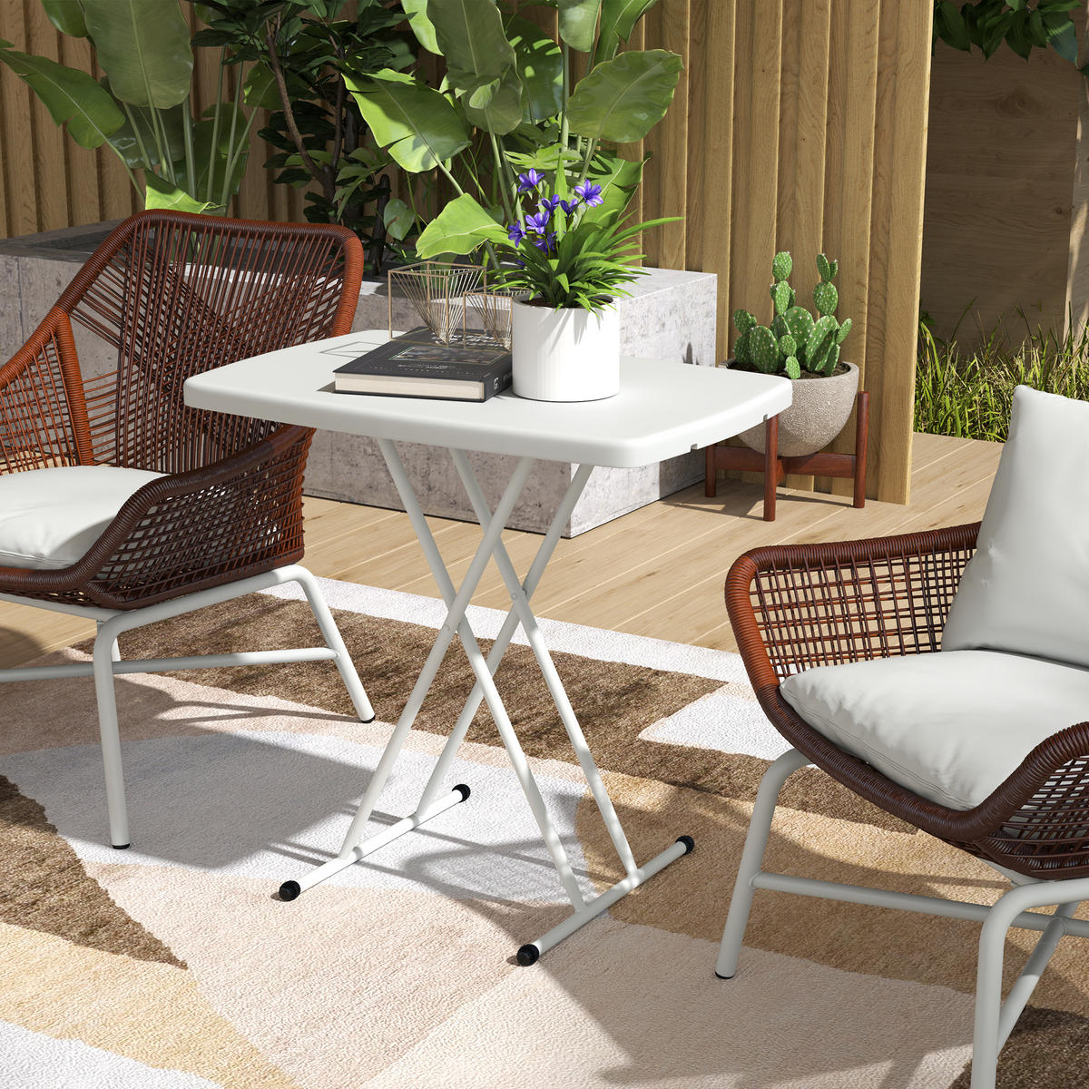 GARTENTISCH DE-07364 klappbar und höhenverstellbar Weiß - Weiß, Kunststoff/Metall (76/50/74cm) - ComfortXL