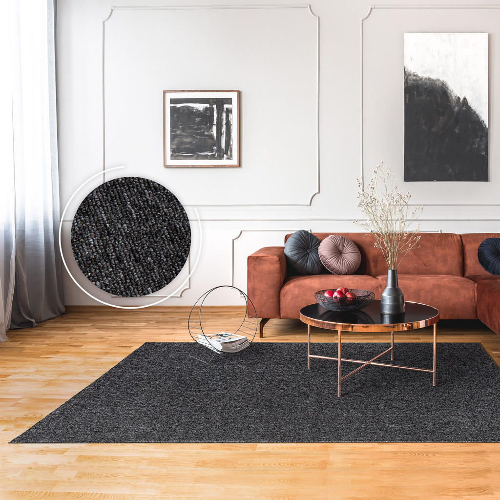 Thumbnail - Paco Home Kurzflorteppich, Anthrazit, Textil, Rechteckig, 280x380 cm, strapazierfähig, für Fußbodenheizung geeignet, Tep...